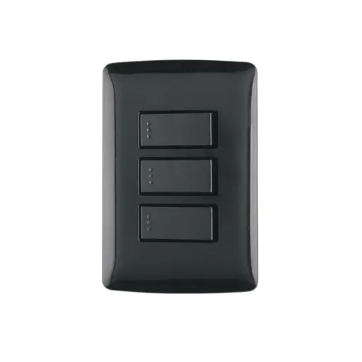 APAGADOR TRIPLE SENCILLO NEGRO ITALIAN VOLTECK