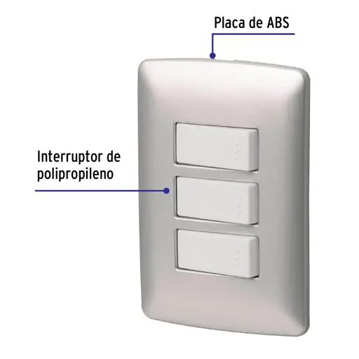 APAGADOR TRIPLE SENCILLO PLATA ITALIAN VOLTECK