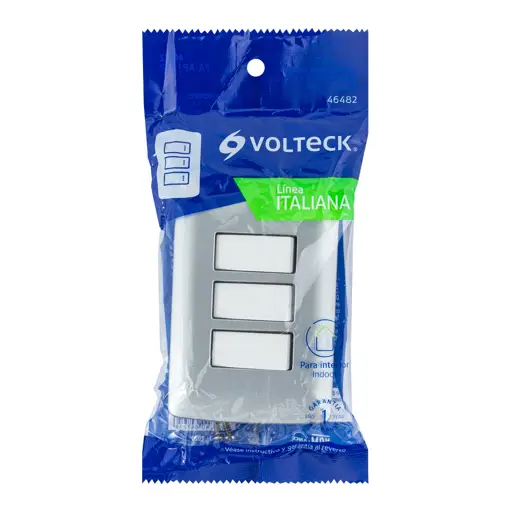APAGADOR TRIPLE SENCILLO PLATA ITALIAN VOLTECK