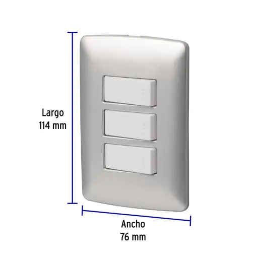 APAGADOR TRIPLE SENCILLO PLATA ITALIAN VOLTECK