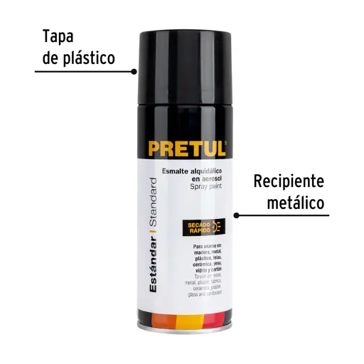 PINTURA SPRAY NEGRO BRILLANTE 300 ML PRETUL