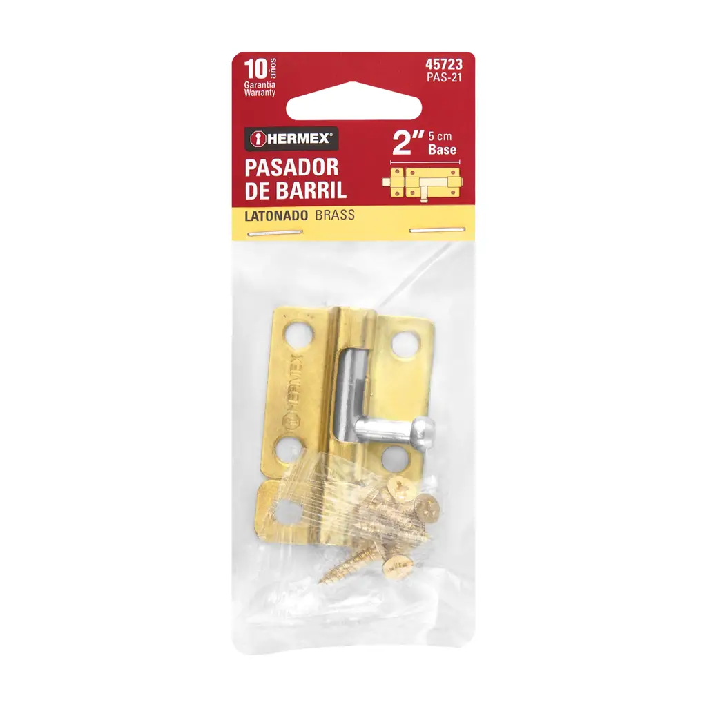 Pasador latonado de 2 pulgadas marca Hermex para seguridad de puertas 4