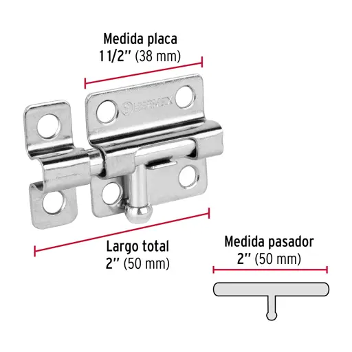 PASADOR CROMADO 2" HERMEX
