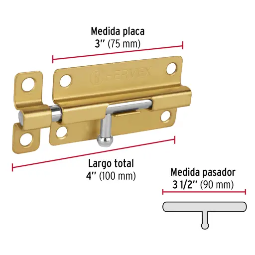 PASADOR LATONADO 4" BLISTER HERMEX