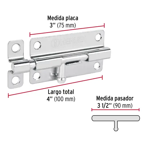 PASADOR CROMADO 4" HERMEX