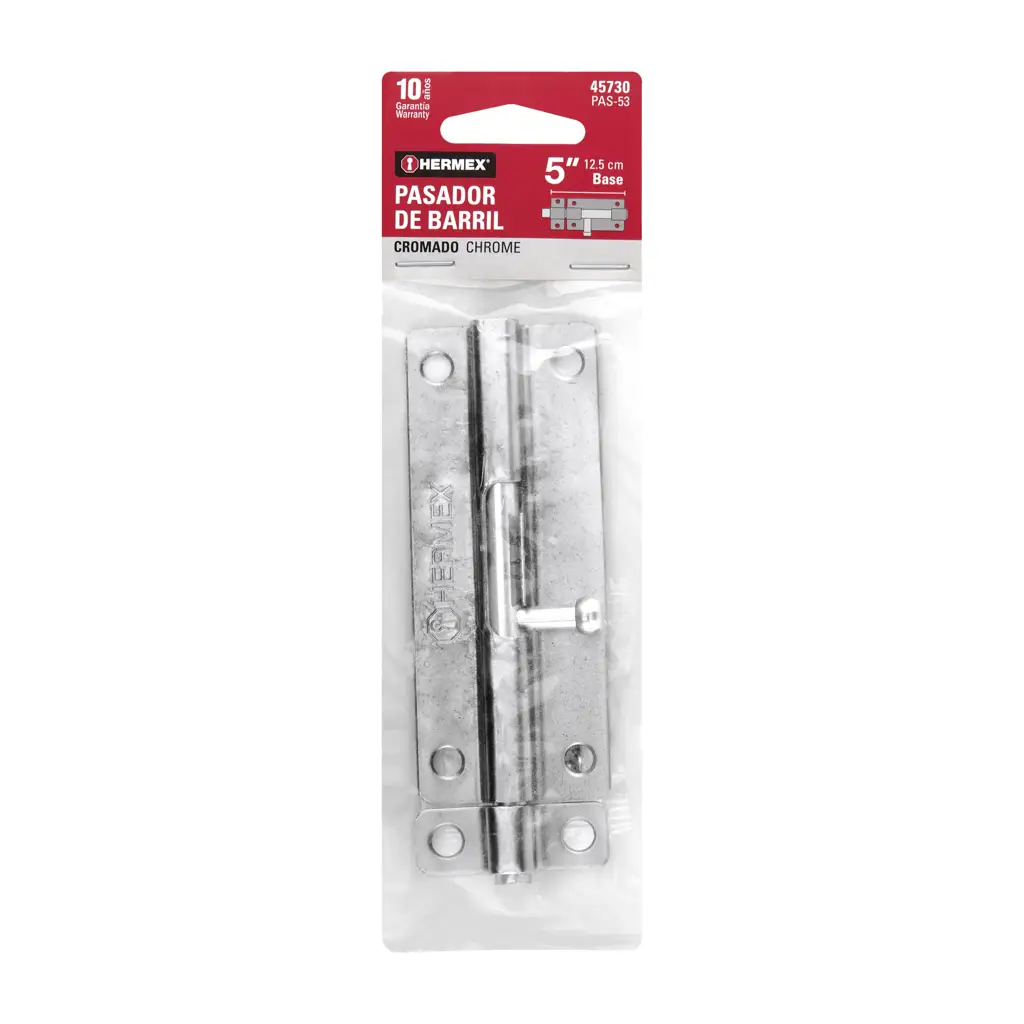 Pasador de barril cromado Hermex de 5 pulgadas de acero resistente para instalación horizontal o vertical 4