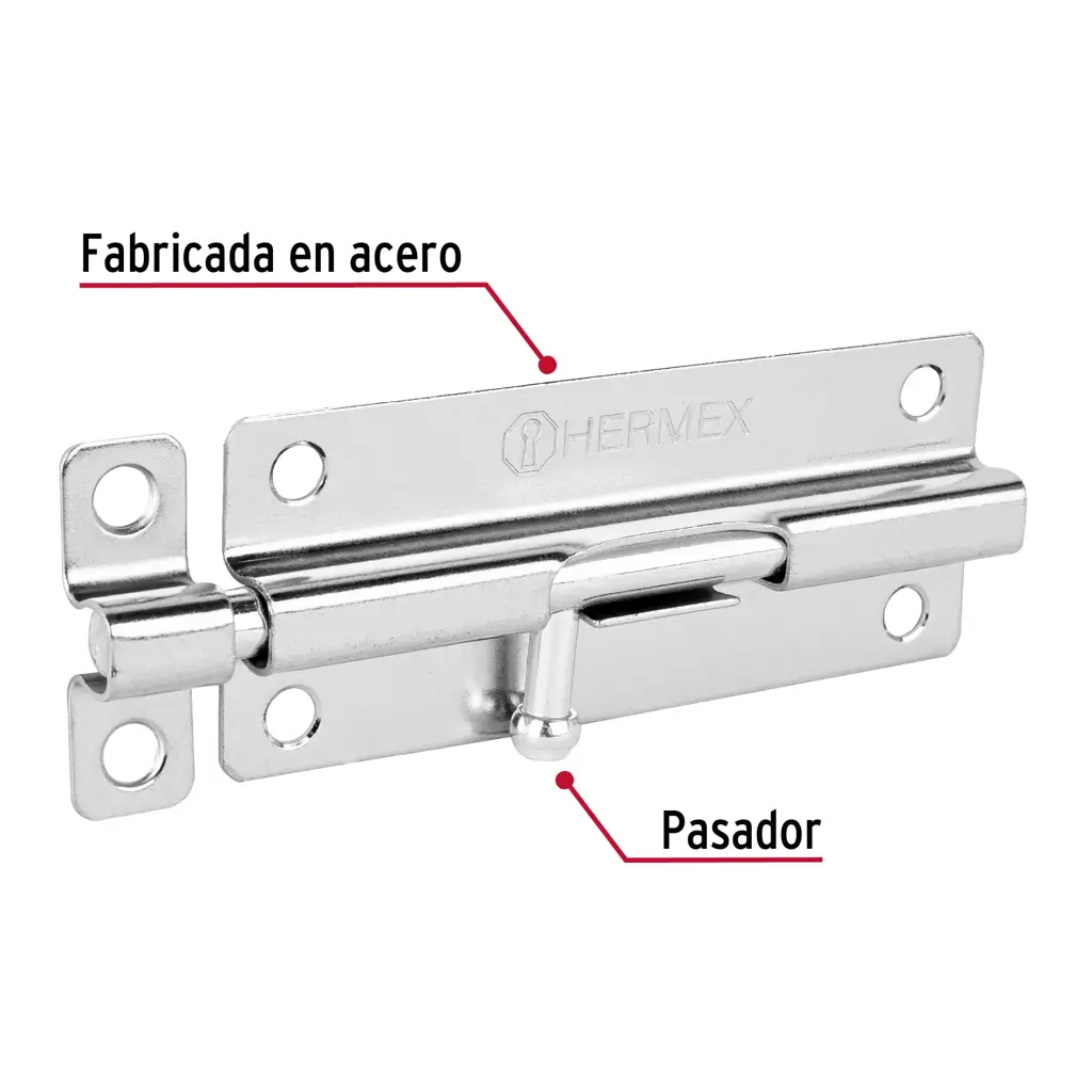 Pasador de barril cromado Hermex de 5 pulgadas de acero resistente para instalación horizontal o vertical 2