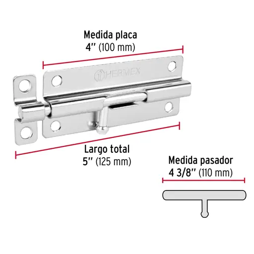 PASADOR CROMADO 5" HERMEX