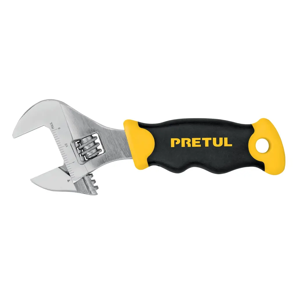 LLAVE FRANCESA CORTA 6" CON GRIP PRETUL