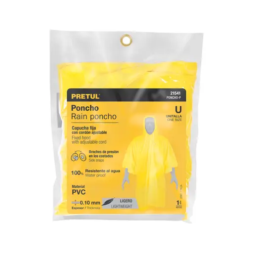 CAPA PONCHO IMPERMEABLE PVC DELGADO PRETUL