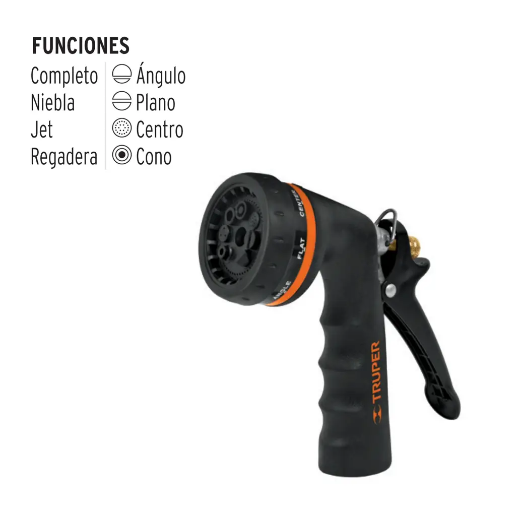 PISTOLA PARA MANGUERA METAL 8 FUNCIONES DE RIEGO TRUPER — vista 4
