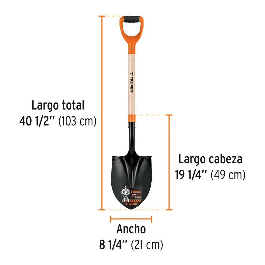 PALA CARRILERA MANGO PLASTICO TRUPER — vista 2
