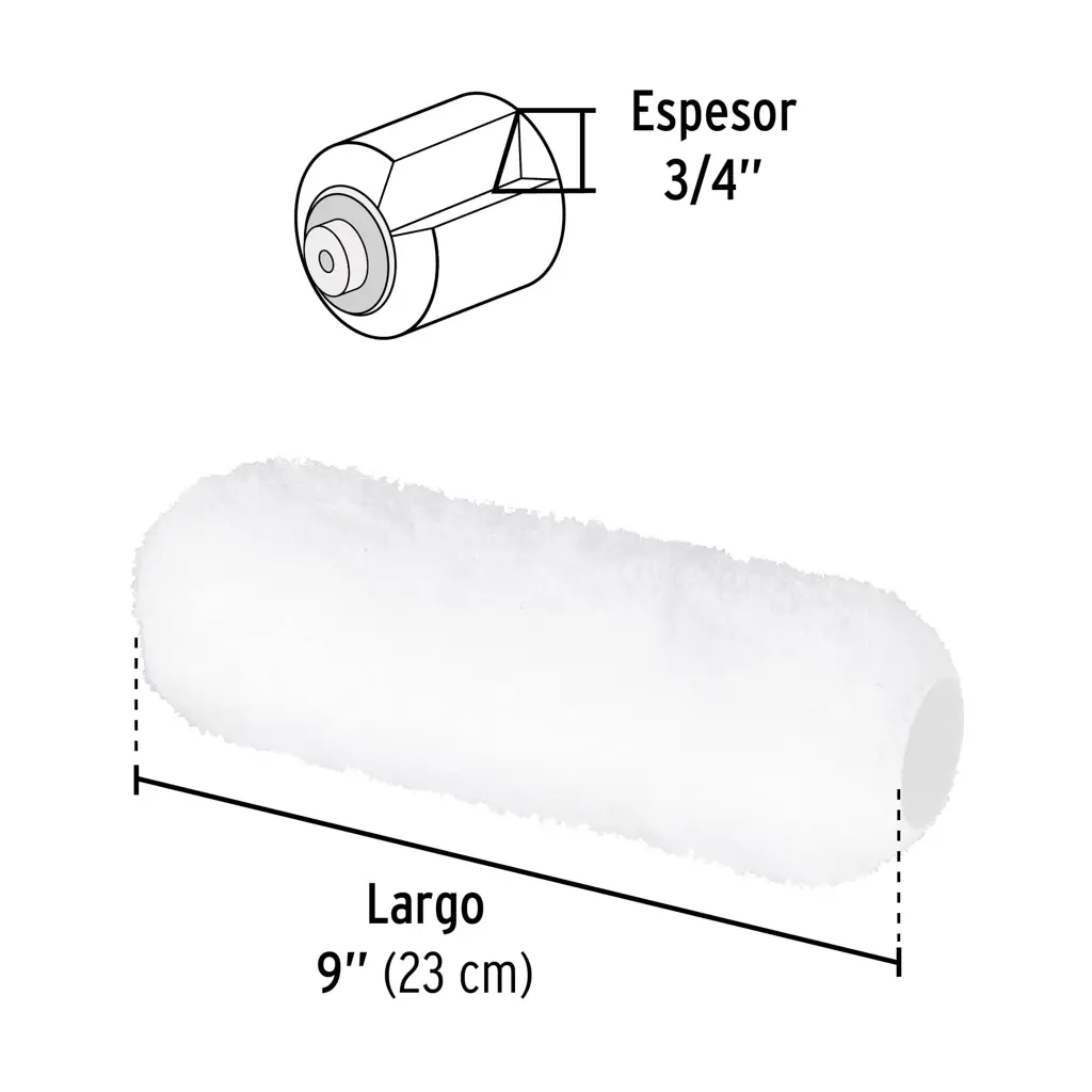 Felpa para rodillo Pretul de 9 pulgadas por 3/4 de pulgada de espesor para pintar paredes rugosas 3