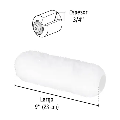 FELPA PARA RODILLO 9" X 3/4" SUPERFICIES RUGOSAS PRETUL