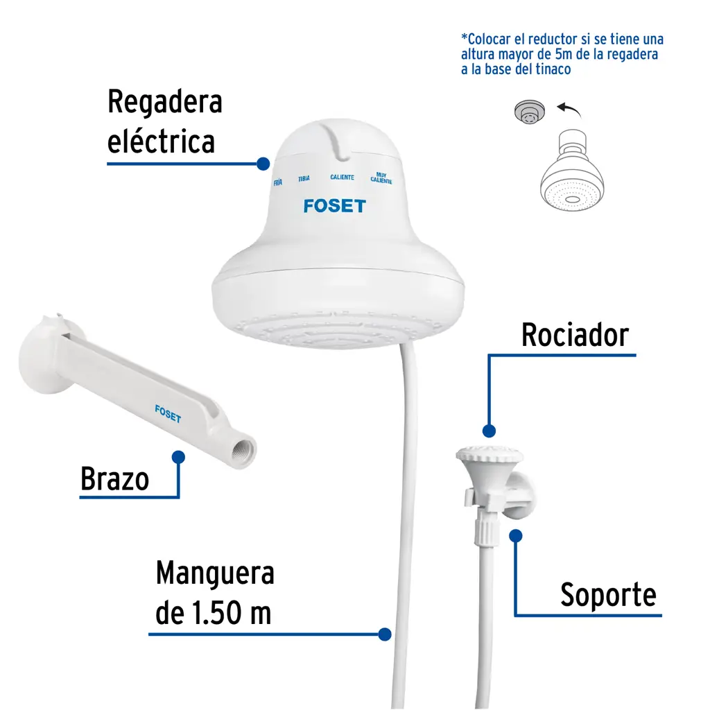 TERMODUCHA ELECTRICA 4T BLANCA 110V FOSET — vista 2