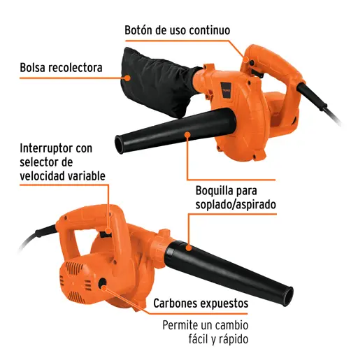 SOPLADORA ASPIRADORA ELECTRICA 110V 600W TRUPER