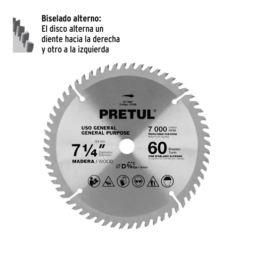 DISCO SIERRA MADERA 60 DIENTES PRETUL