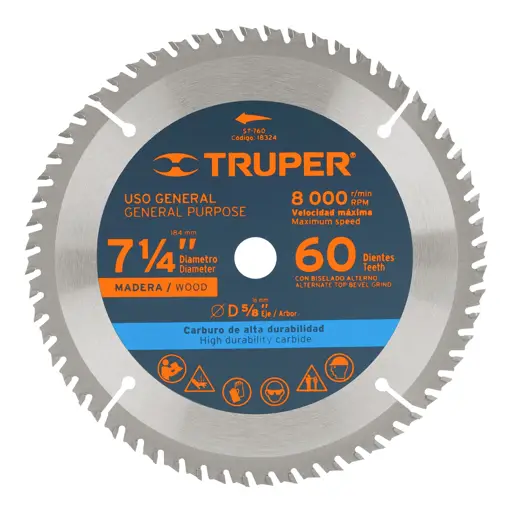 DISCO SIERRA PARA MADERA 7 1/4" 60 DIENTES TRUPER