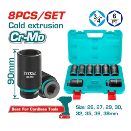 JUEGO DE CUBOS IMPACTO 3/4" 26-38MM 8 PIEZAS TOTAL 