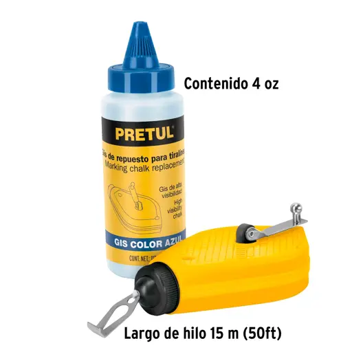 TIRALINEAS 15M PLASTICA CON TIZA PRETUL
