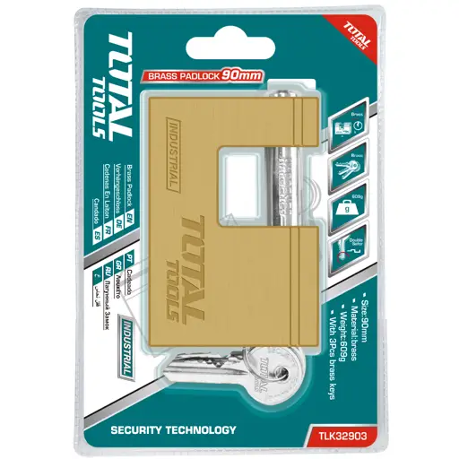 CANDADO DE BRONCE SEGURIDAD 90MM INDUSTRIAL TOTAL