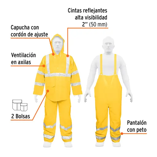 IMPERMEABLE DOBLE CAPA REFLECTANTE AMARILLO XL TRUPER