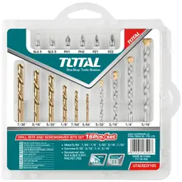 JUEGO DE 16 PIEZAS BROCAS Y PUNTAS MIXTAS TOTAL 