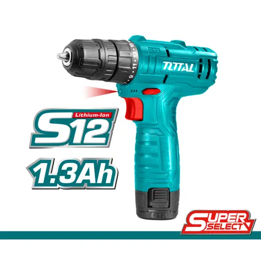 TALADRO BATERIA 12V 3/8 LITIO 600RPM S.S. TOTAL