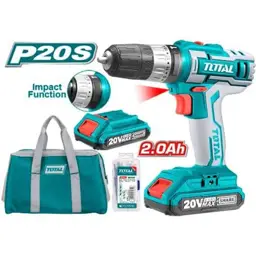 TALADRO INALAMBRICO 20V 3/8 PERCUTOR CON ESTUCHE TOTAL