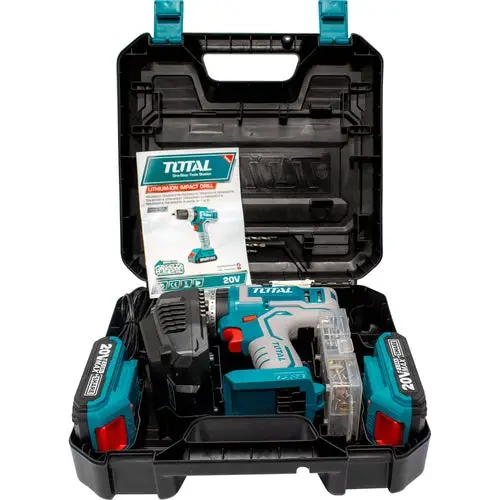 TALADRO BATERIA 20V 1/2 PERCUTOR CON ESTUCHE TOTAL