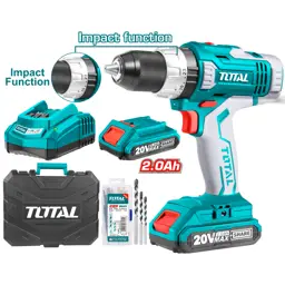 TALADRO BATERIA 20V 1/2 PERCUTOR CON ESTUCHE TOTAL