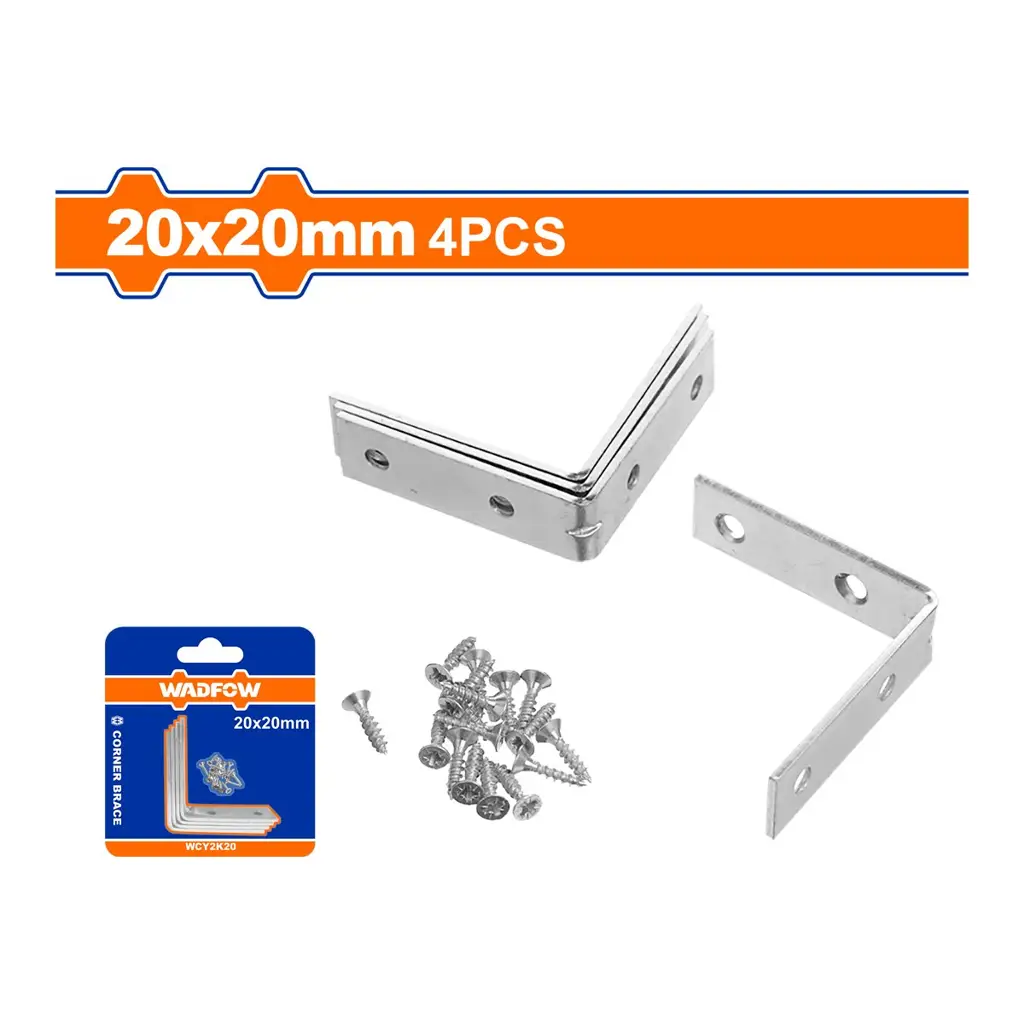 Set de cuatro escuadras de refuerzo de acero de tres cuartos de pulgada marca Wadfow 1
