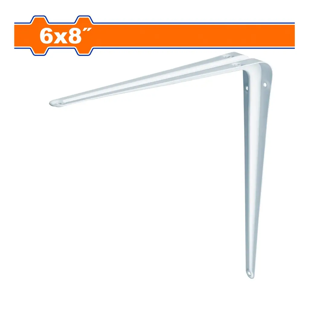 Par de escuadras de acero blanco Wadfow de 6 por 8 pulgadas para soporte de estantes 1