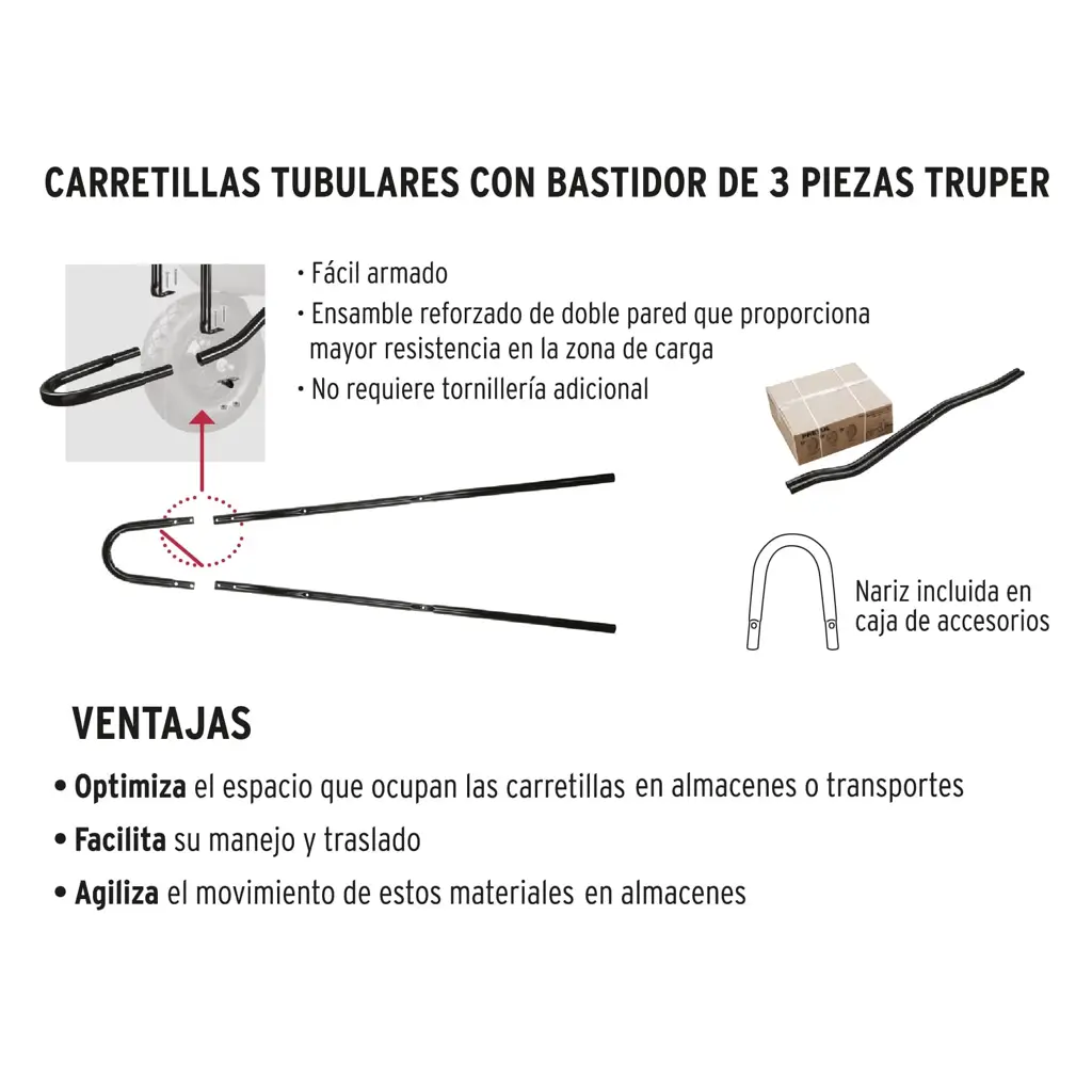CARRETILLO PLASTICO NEGRO 120L CON LLANTA TRUPER — vista 2