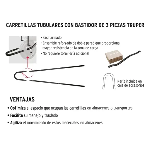 CARRETILLO PLASTICO NEGRO 120L CON LLANTA TRUPER