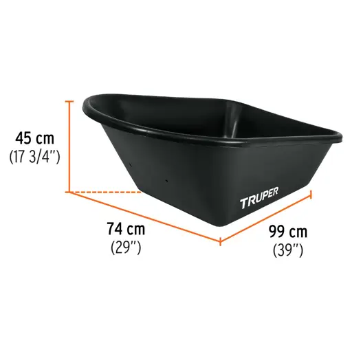 CARRETILLO PLASTICO NEGRO 120L CON LLANTA TRUPER