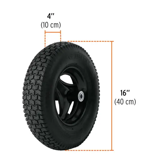 CARRETILLO PLASTICO NEGRO 120L CON LLANTA TRUPER