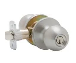 CERRADURA POMO CROMADA CON LLAVE SEGURIDAD HUABA