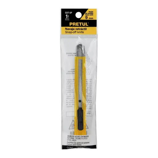 CUTTER 9MM PLASTICO PARA CARTON REFORZADO PRETUL
