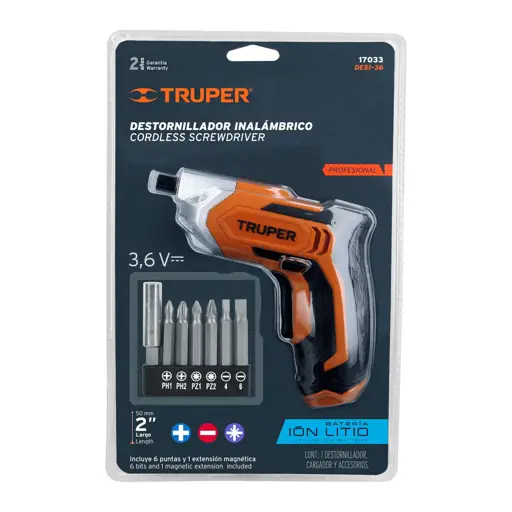 DESATORNILLADOR INALAMBRICO 3.6V CON PUNTAS TRUPER