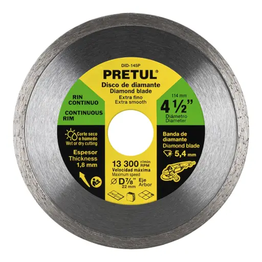 DISCO DIAMANTE LISO 4 1/2" PRETUL