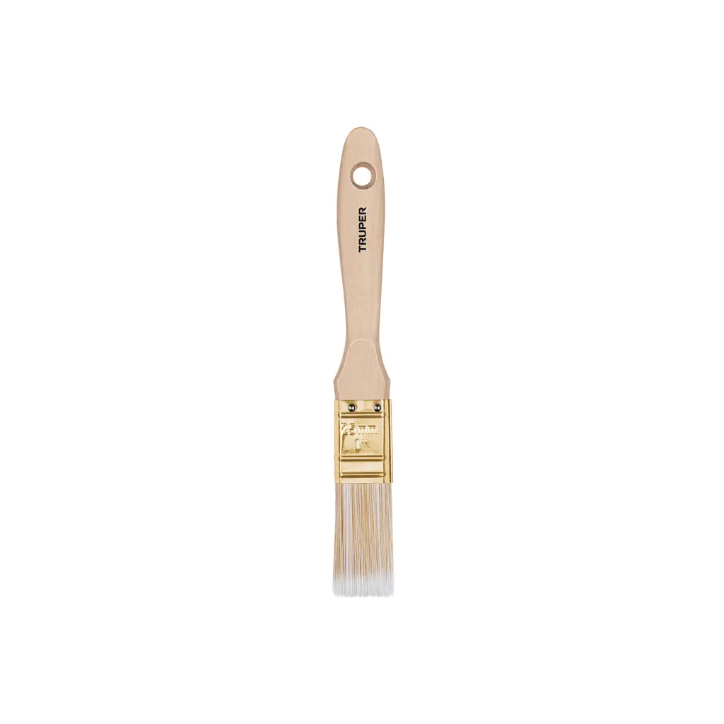 Brocha Truper de 1 pulgada con mango de madera y cerdas de poliéster para pintura 1