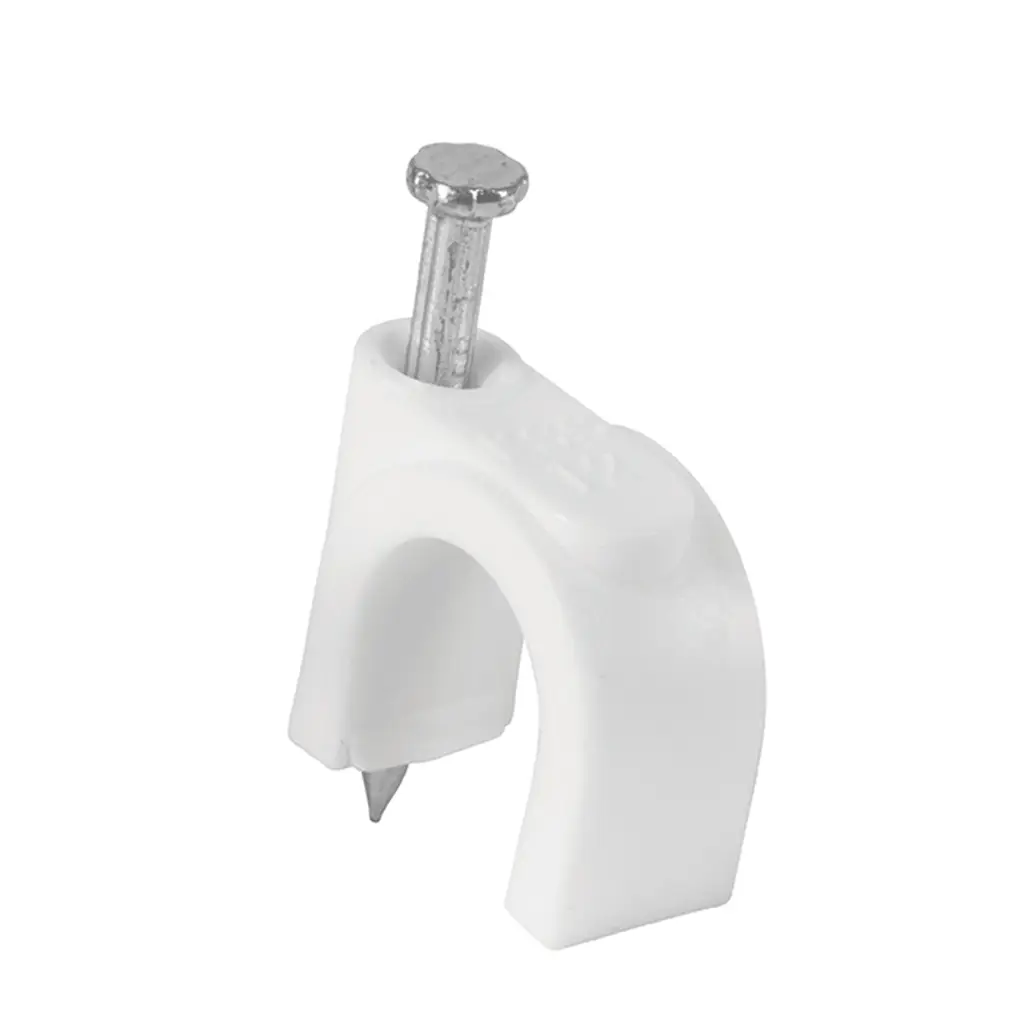 Paquete de grapas curvas blancas de 12 mm con clavo marca Volteck 1