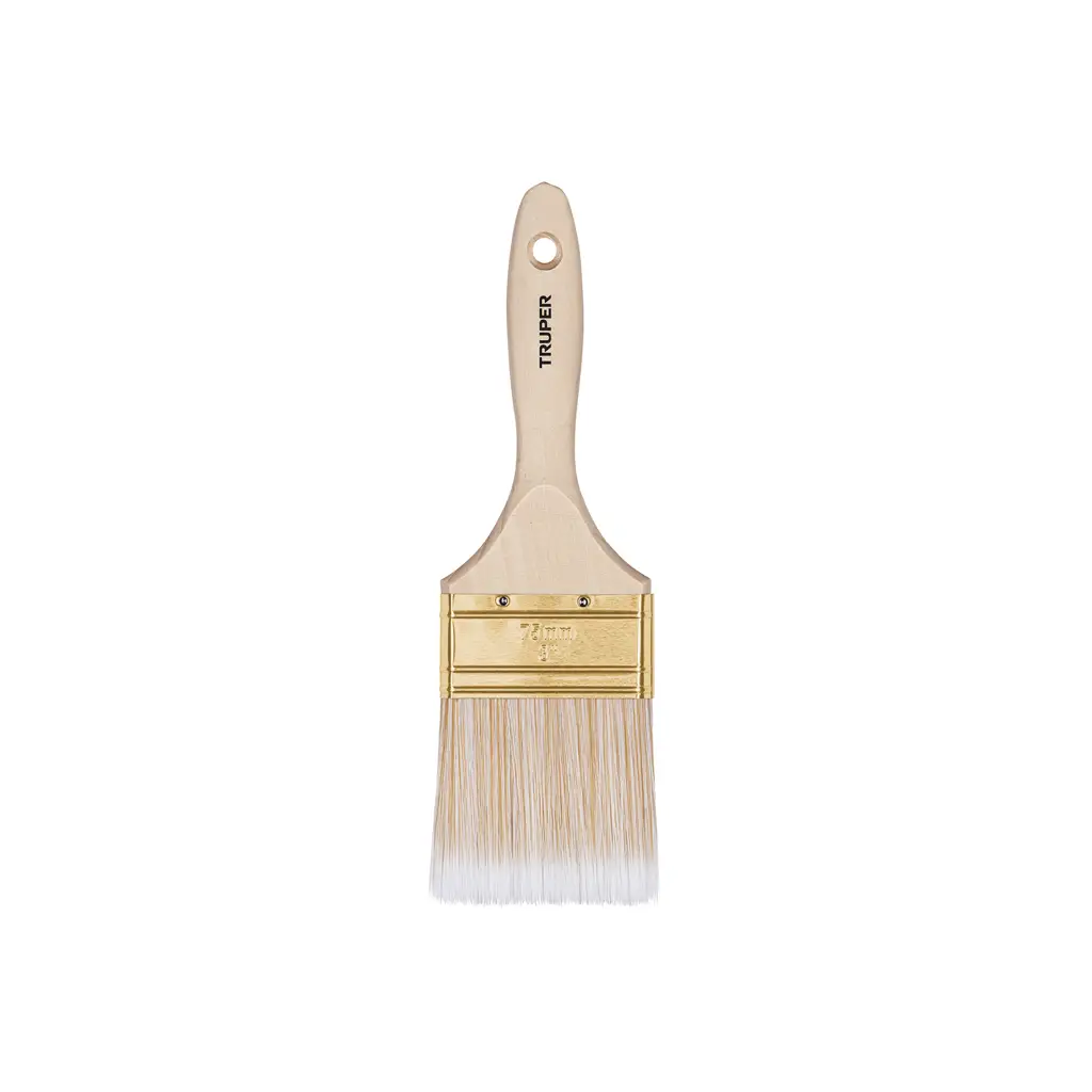 Brocha Truper de 3 pulgadas con mango de madera y cerdas de poliéster para pintura 1