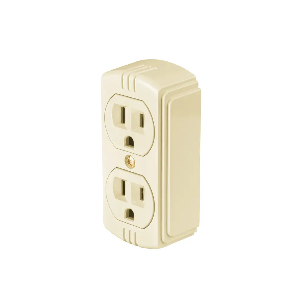 Tomacorriente de parche color marfil duplex con polo a tierra Volteck 1