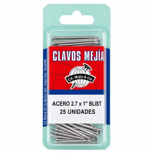 CLAVO 2.7X1" ACERO GALV MEJIA (25 UNIDADES)