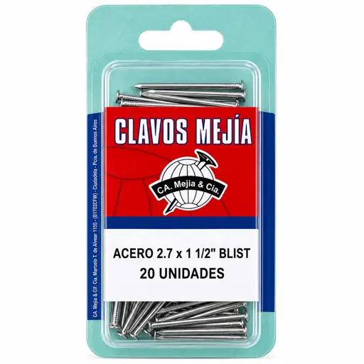 CLAVO 2.7X1 1/2" ACERO GALV MEJIA (20 UNIDADES)