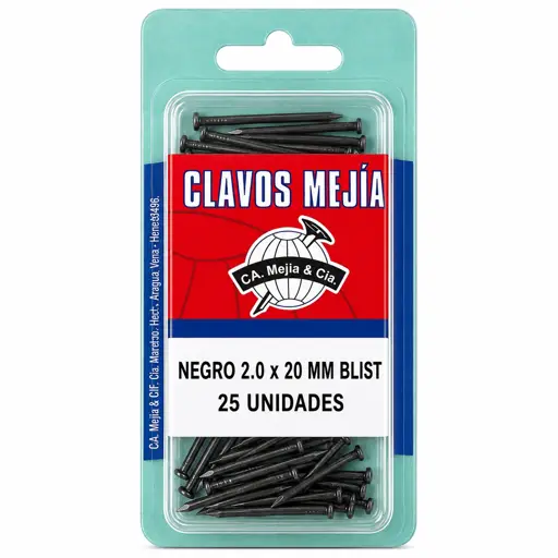 CLAVO 2.0X20MM ACERO NEGRO MEJIA (25 UNIDADES)