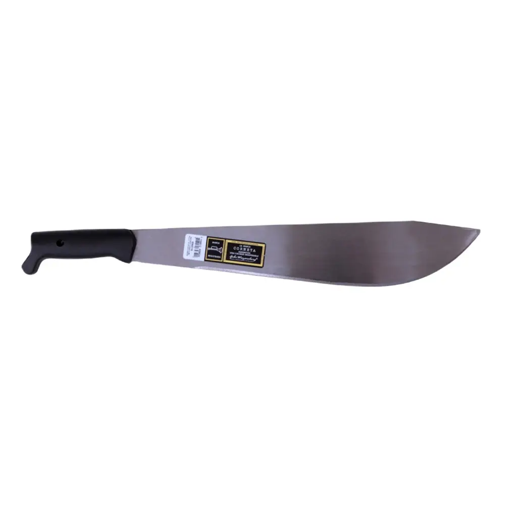Machete Corneta de 24 pulgadas con hoja pulida de acero y mango de plástico negro 1