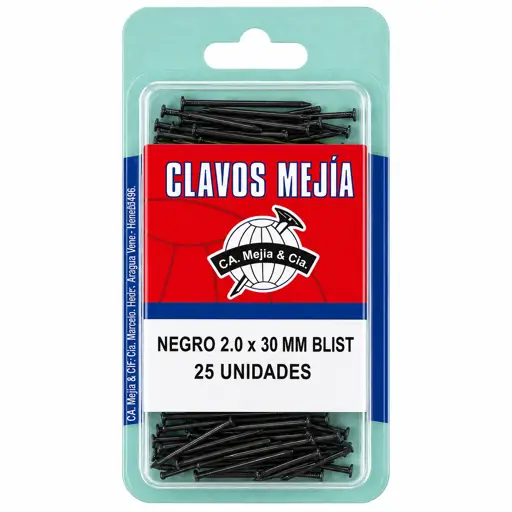 CLAVO 2.0X30MM ACERO NEGRO MEJIA (25 UNIDADES)